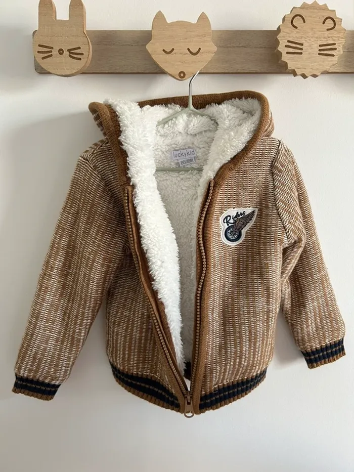 Gilet chaud bébé 18 mois – capuche doublée - photo numéro 2