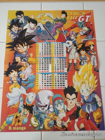 Grand Poster Calendrier 1999 Dragon Ball GT D mangas vintage rare