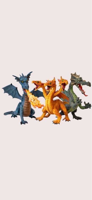 Lot 3 dragons fantasy Papo & Plastoy – figurines médiévales – dragons articulés – très bon état – collection / jeu