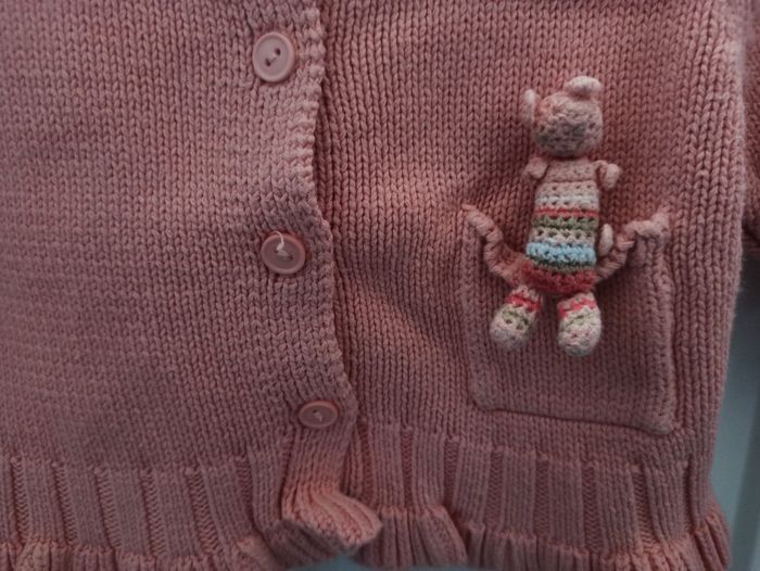 Gilet rose saumon 3 mois Fille - photo numéro 2