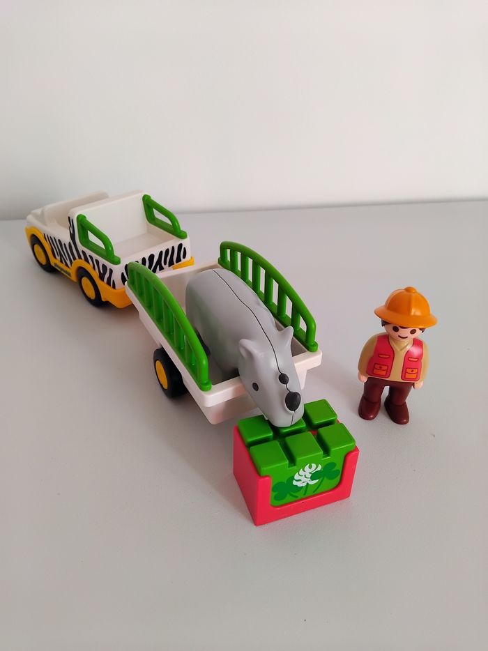 PLAYMOBIL 123 Voiture du Zoo  6743 Junior Complet 🦏 - photo numéro 2