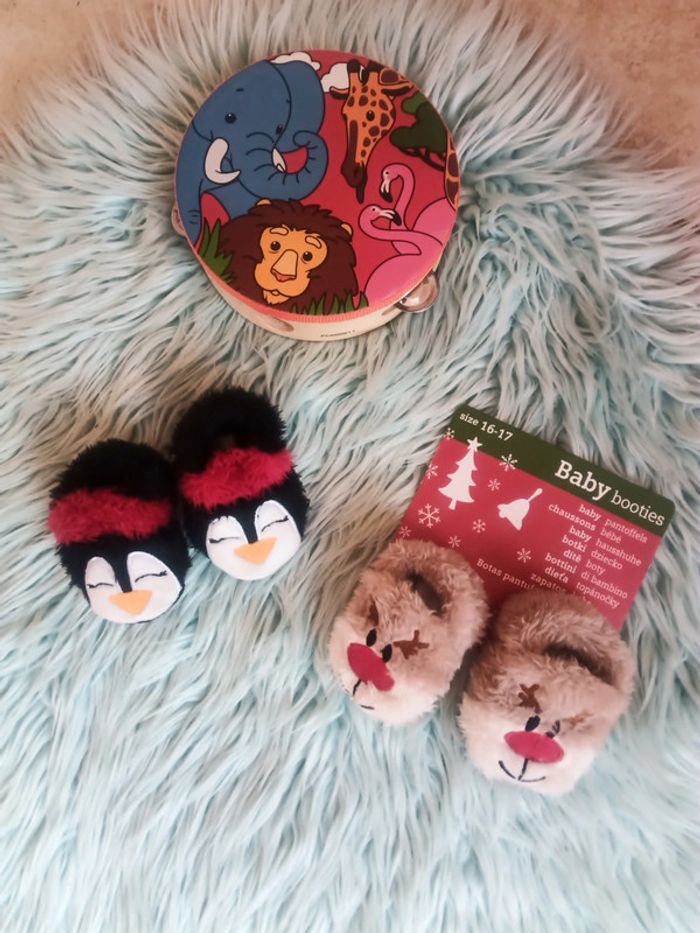 🐹 lot de 2 paires de chaussons Noël 16 17