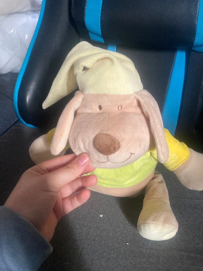 Peluche chien avec  avec vêtement