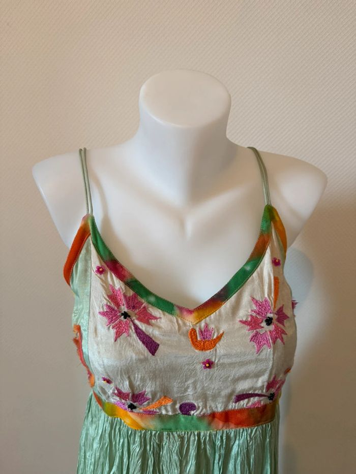 Robe vintage en très bon état taille M tribal verte - photo numéro 3