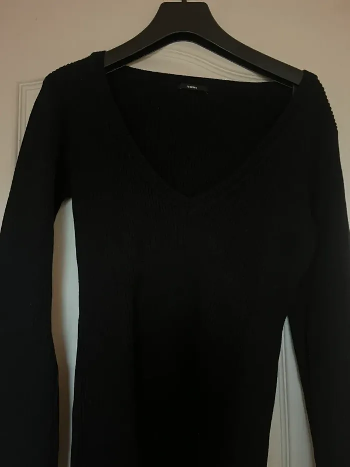 pull col v tezenis noir - photo numéro 2