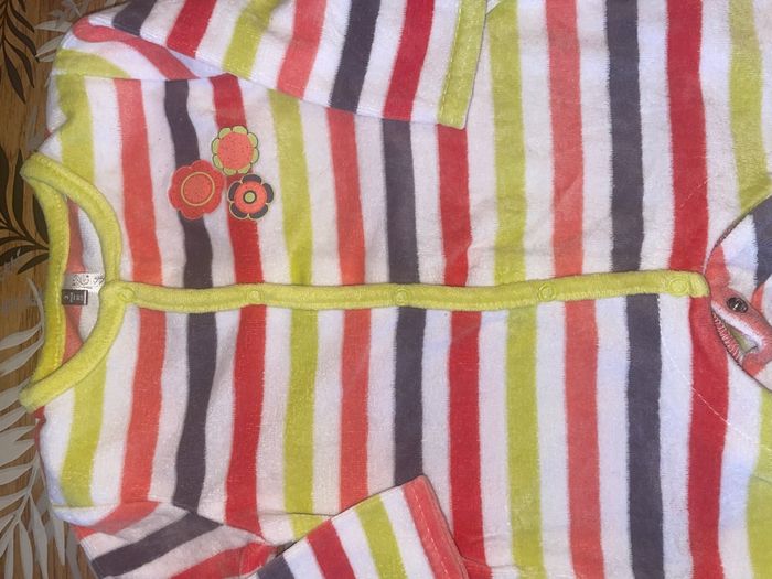 Pyjama velours blanc à rayures multicolores orchestra bb 3 mois - photo numéro 3