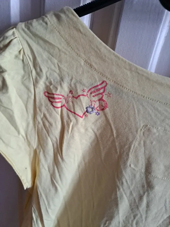 Blouse sans manche jaune avec colombe L edc - photo numéro 4