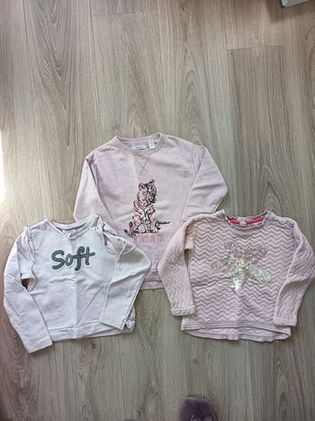 Lot 3 pulls fille 4 ans rose étoile tigre cœur Okaïdi DPAM