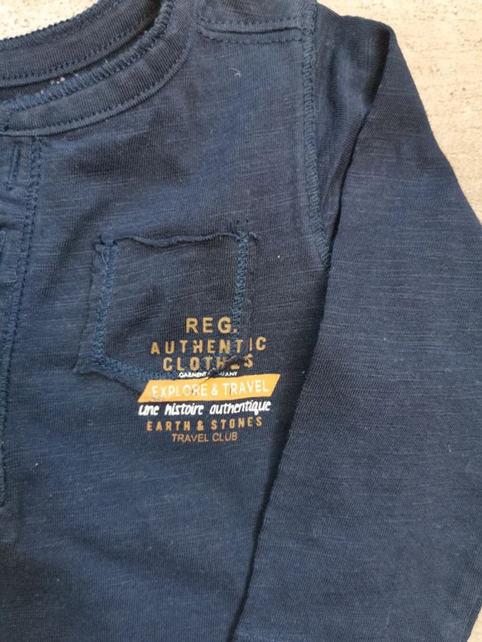 🌺Très joli Teeshirt manches longue bleu marine 6mois - photo numéro 5