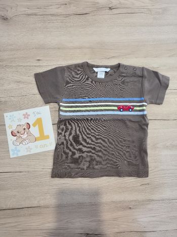 Tee-shirt manches courtes marron, H&M, 9-12 mois
