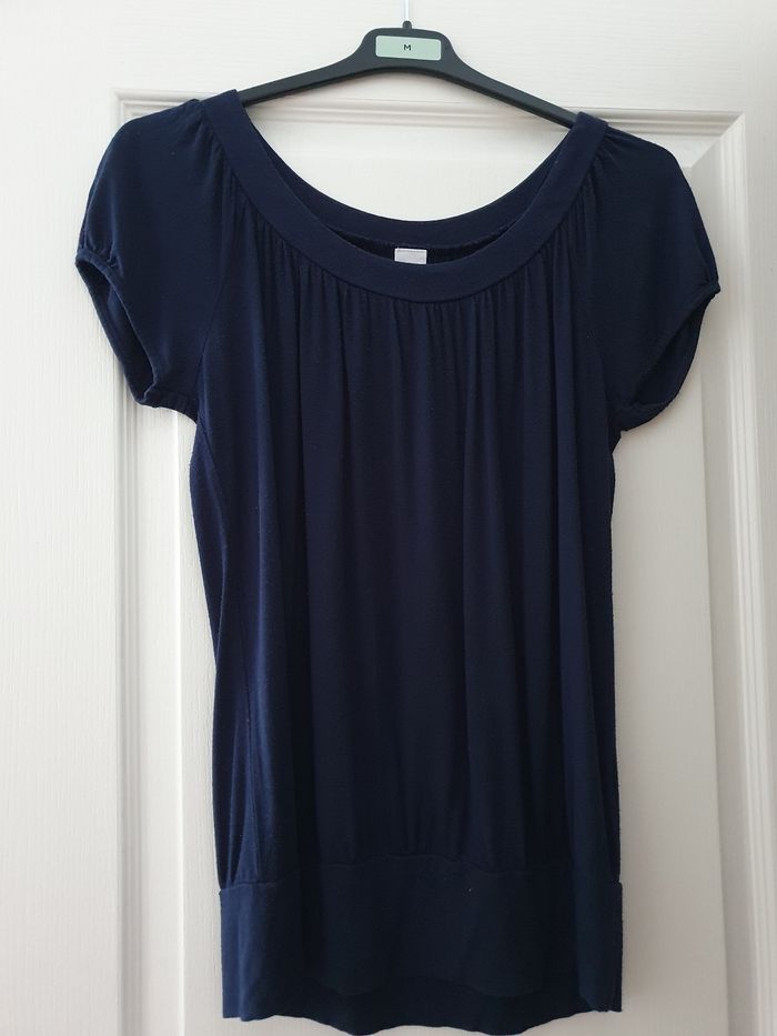 Tee-shirt bleu marine col rond CAMAÏEU  Taille M