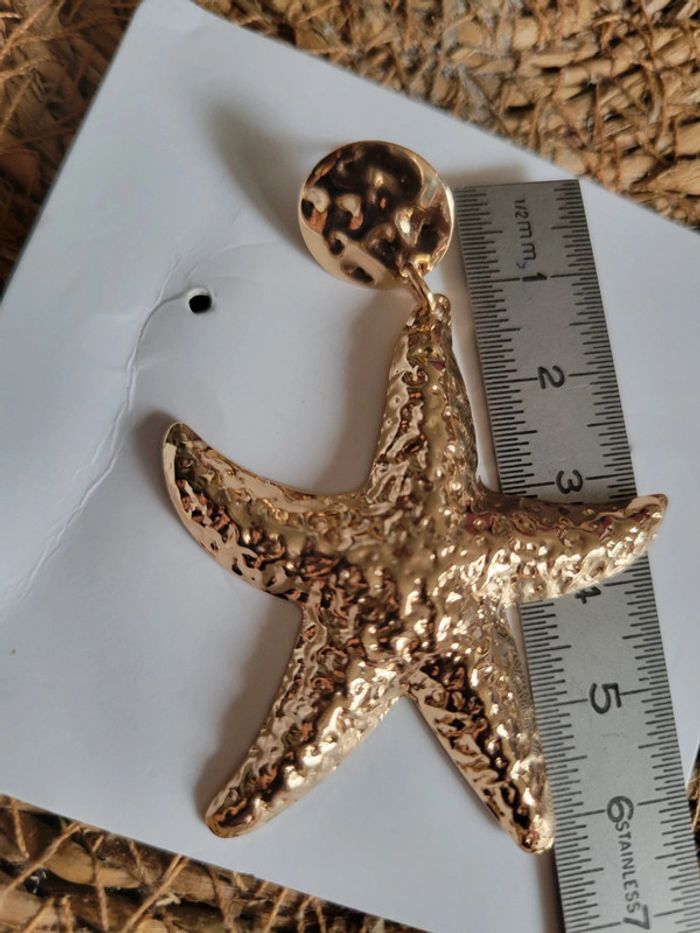 Boucles d'oreilles étoile de mer dorée - photo numéro 2