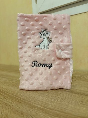 Protège carnet rose chat