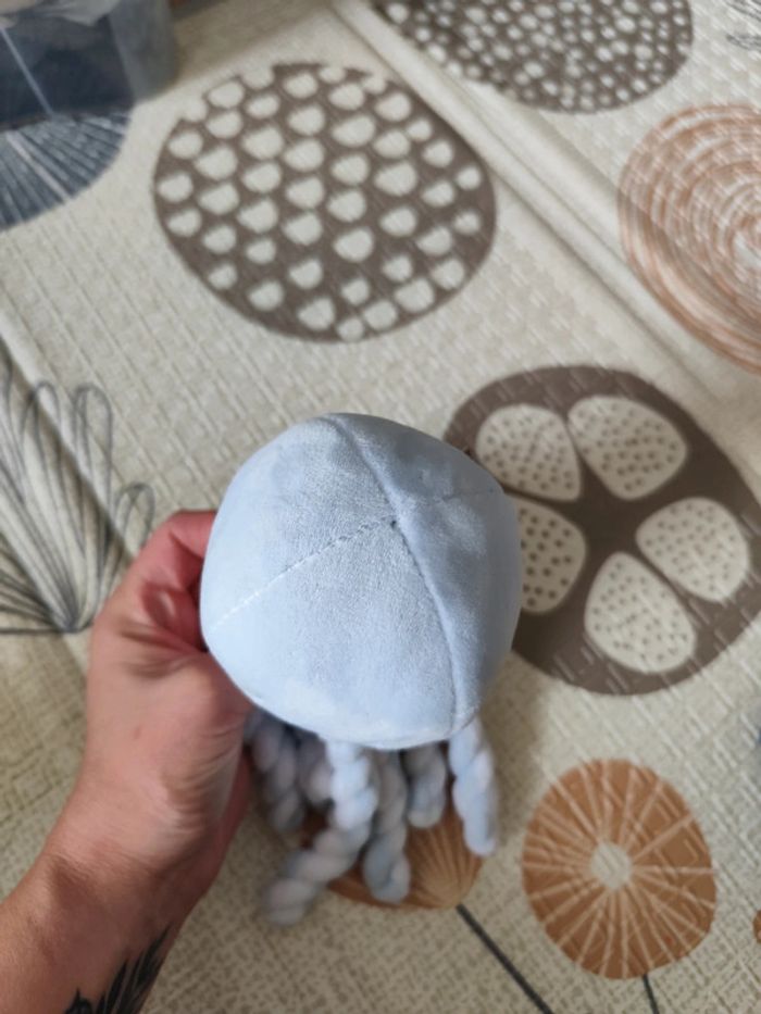 Pieuvre Nattou bleu clair et blanc N1 doudou - photo numéro 3
