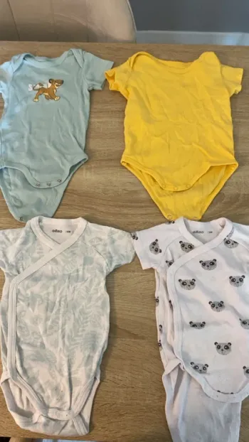 Lot de 4 bodies manches courtes taille 9 mois et 12 mois