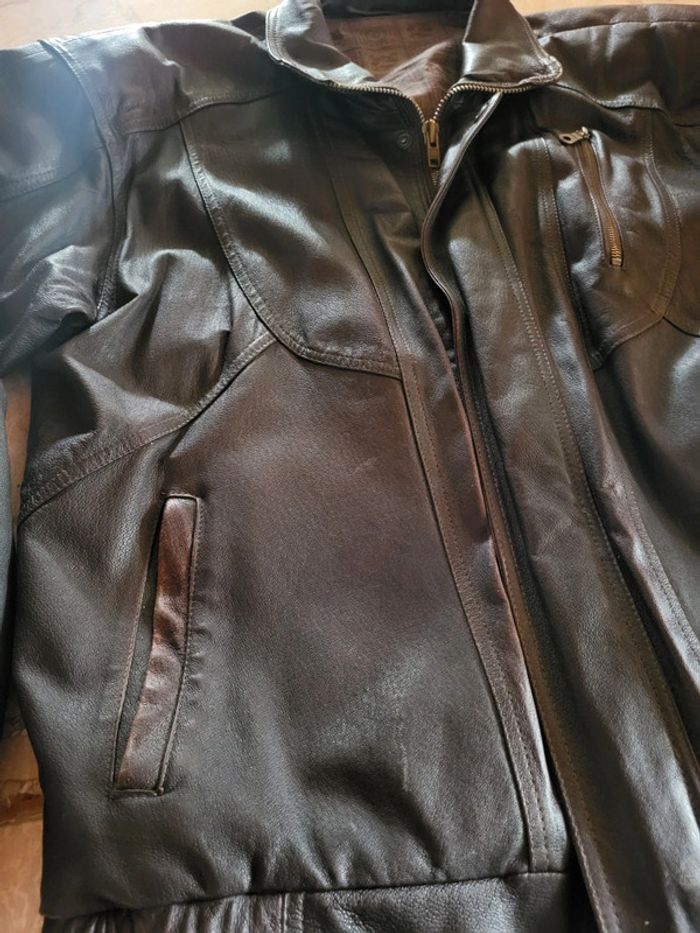 Cuir vintage marron foncé taille 48 - XL - photo numéro 8