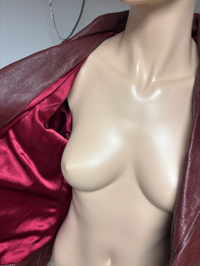 Perfecto en cuir véritable bordeaux femme - photo numéro 16