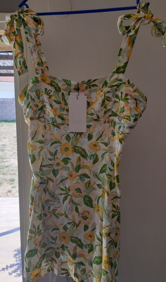 Robe courte ZARA Lin imprimé - photo numéro 2