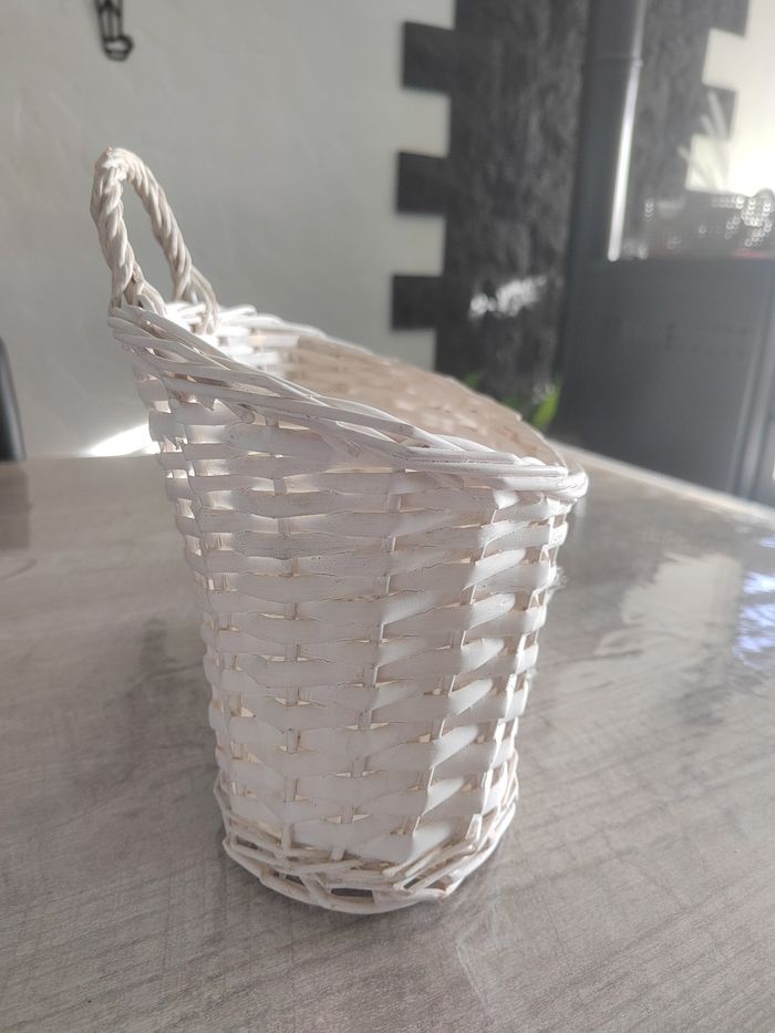 Panière de rangement en osier blanc vieilli – style déco & pratique - photo numéro 3
