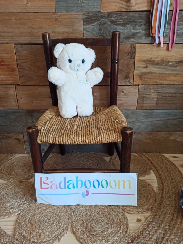 Peluche ours blanc hochet boulgom vintage tbe