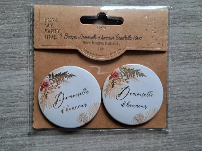 Lot de badge demoiselle d'honneur mariage