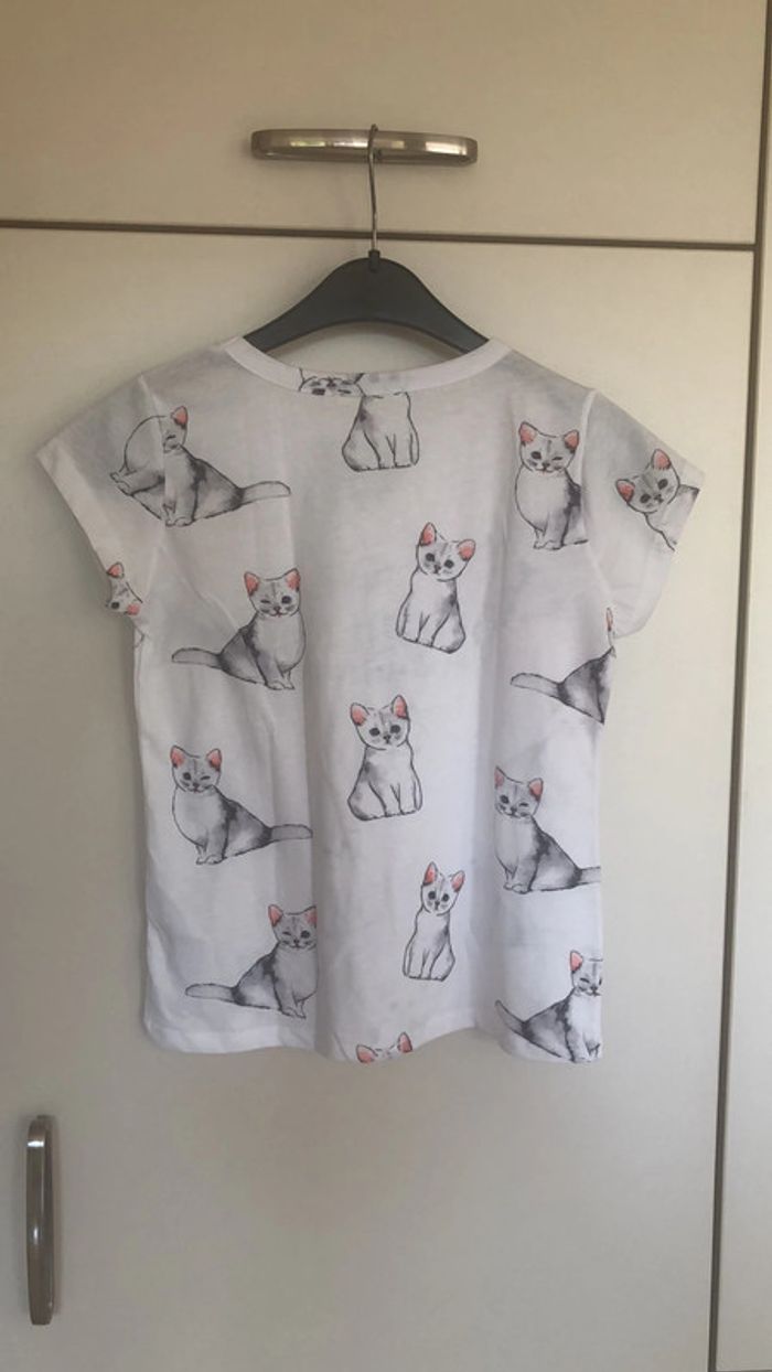 Tee shirt chat blanc neuf 12 ans / Xs - photo numéro 3