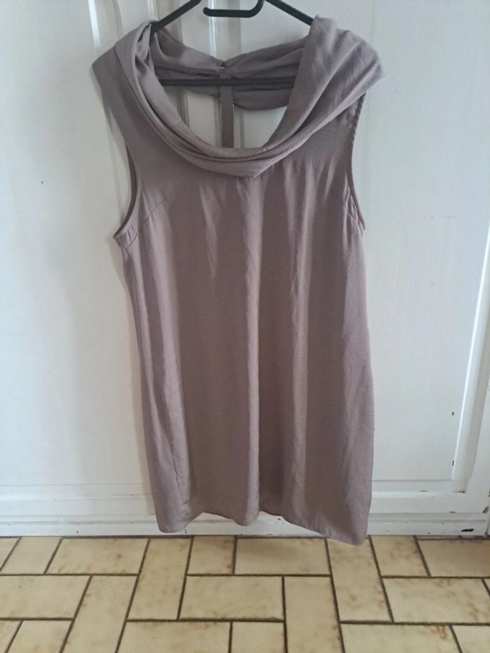 Magnifique robe doublée marron clair à strass au dos grand col pour des occasions L - photo numéro 2