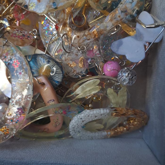 Lot de boucles d'oreilles pendante multicolore artisanale résine - photo numéro 12