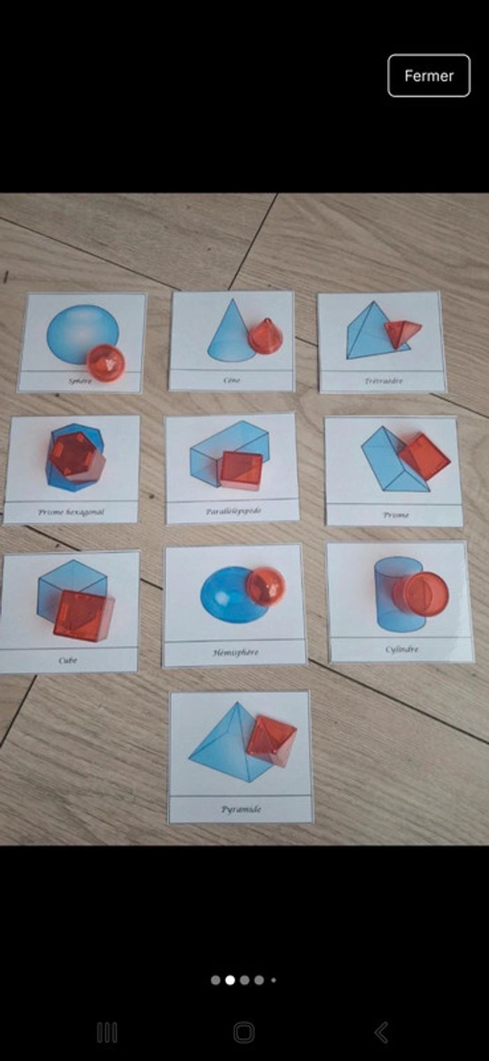 Cartes nomenclature et figurines solides volumes geometrie - photo numéro 2
