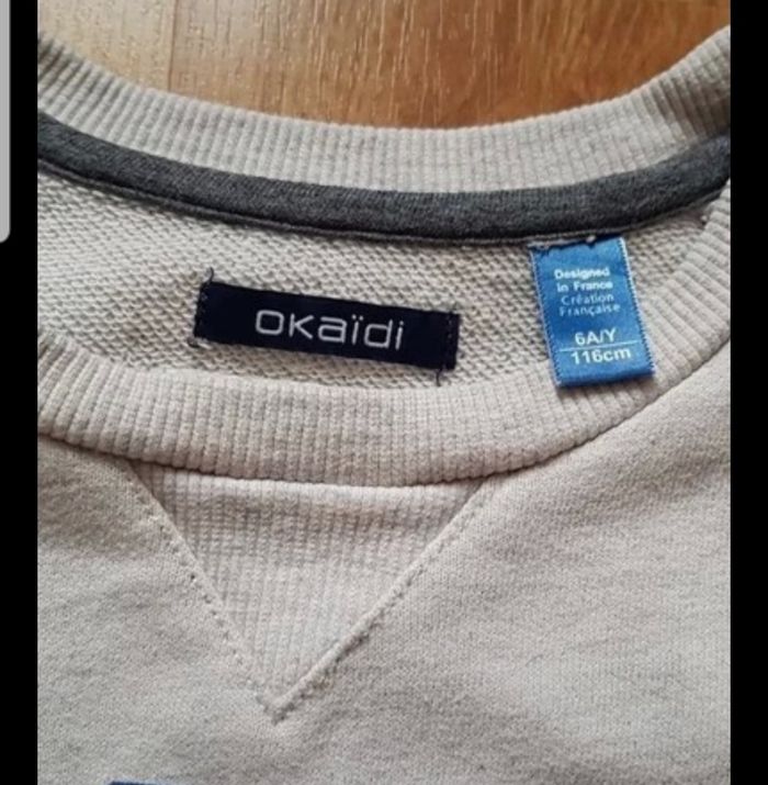 Sweat Okaïdi Gris Clair 6 Ans (116cm) - PLAYER 96 - Bon État - photo numéro 3