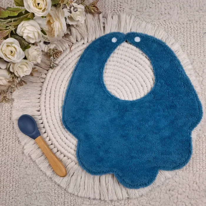 Bavoir fleur en éponge de bambou motif toile de Jouy chic - photo numéro 3