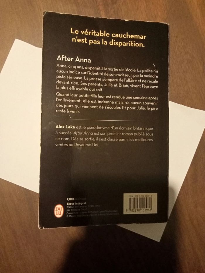 Livre thriller Alex lake - photo numéro 2
