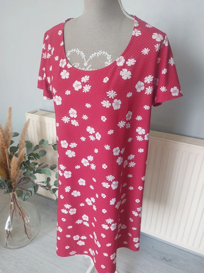 Robe rouge à fleurs blanches Mango