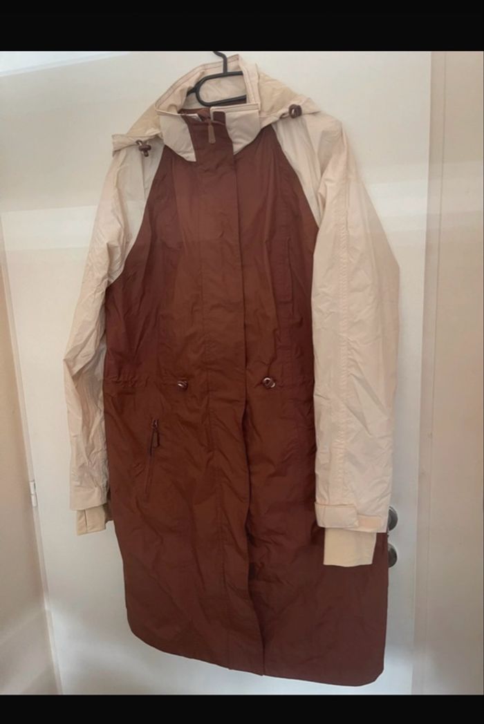 Veste longue kway marron et beige neuve - photo numéro 4