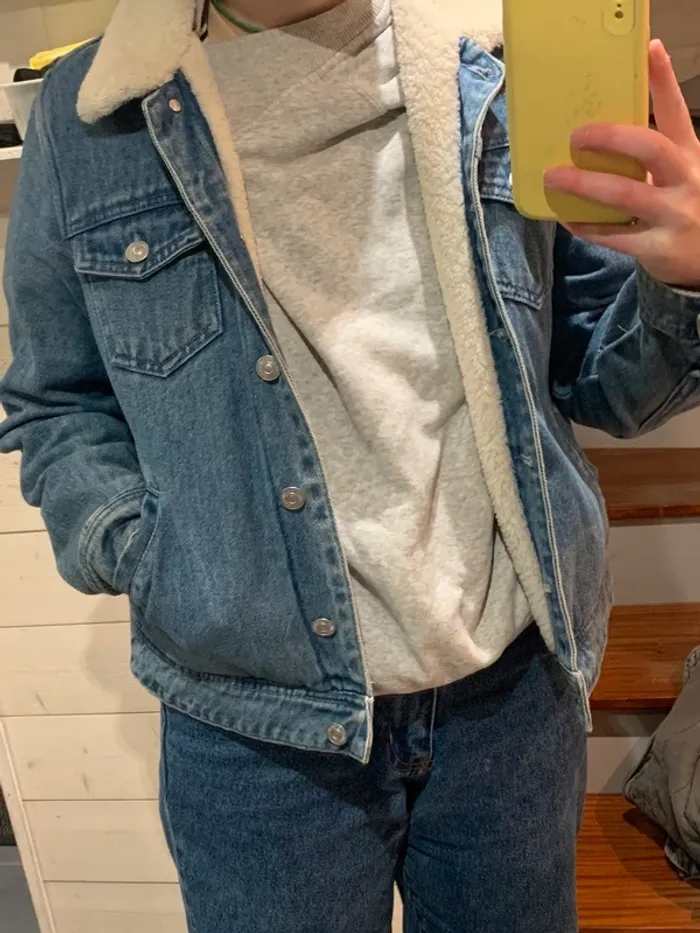 Veste moumoute en jean - photo numéro 2