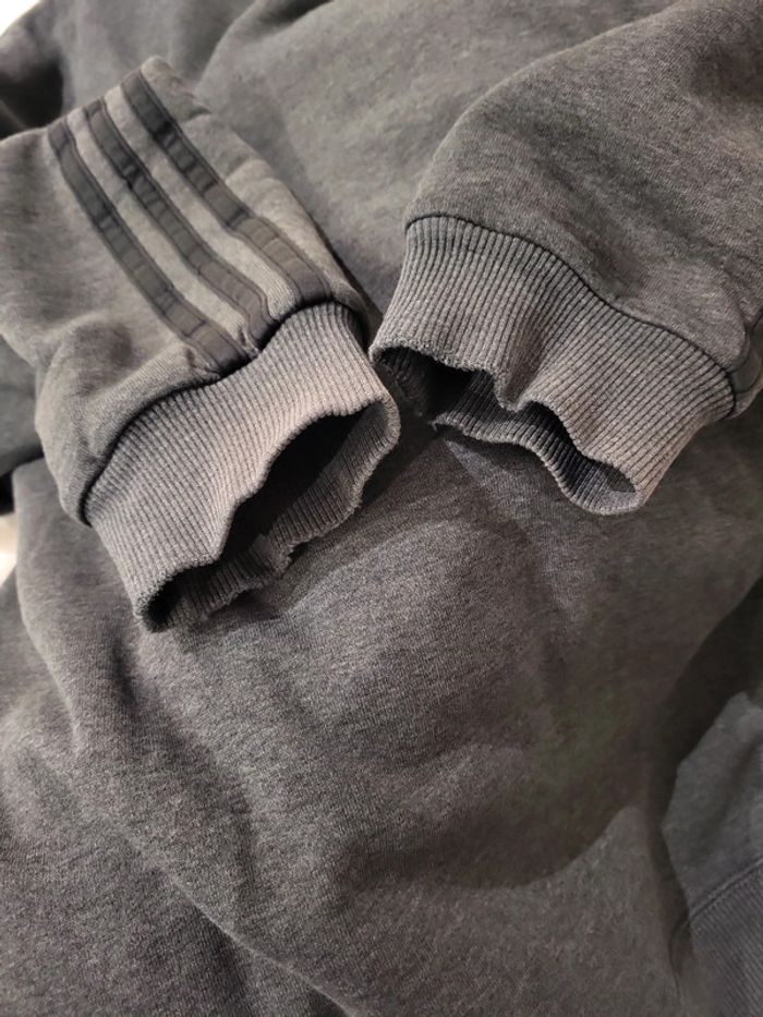 Veste à capuche / Hoodie zippé molletonné Adidas gris logo brodé - S - photo numéro 14