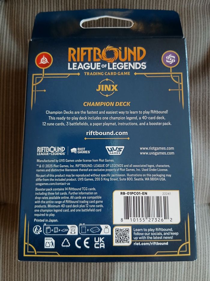 RIFTBOUND Deck Jinx – 1ère édition Origins (SCELLÉ) - photo numéro 2