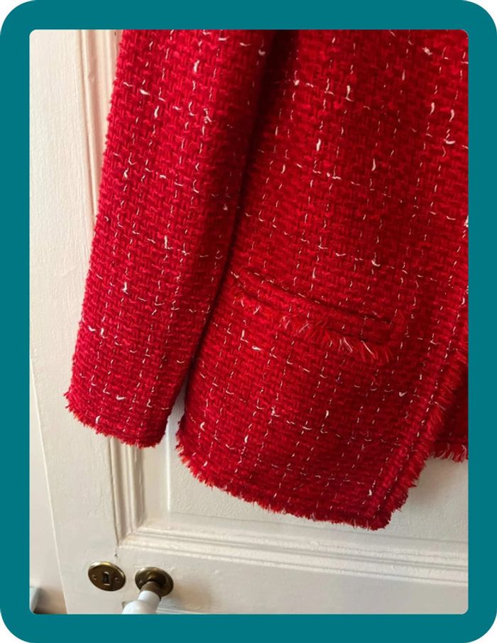 Veste longue en tweed rouge taille 36 - Iro - photo numéro 4