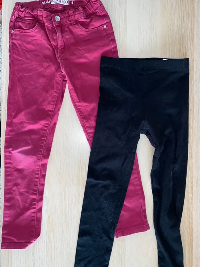 Pantalon jean slim legging bordeaux noir 6 ans fille extenso Kiabi - photo numéro 2