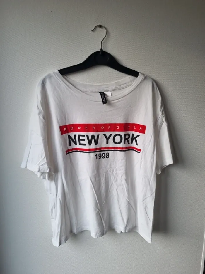 Top court blanc new york H&M - photo numéro 3