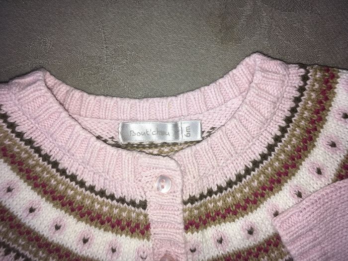 Gilet rose Boutchou 6 mois, 20% laine - photo numéro 2