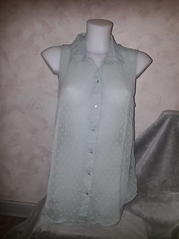 chemise transparente sans manche verte pastel H&M taille 42