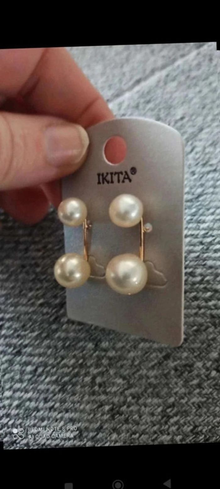 Boucles d'oreilles crème ikita longueur 2,5 cm - photo numéro 2