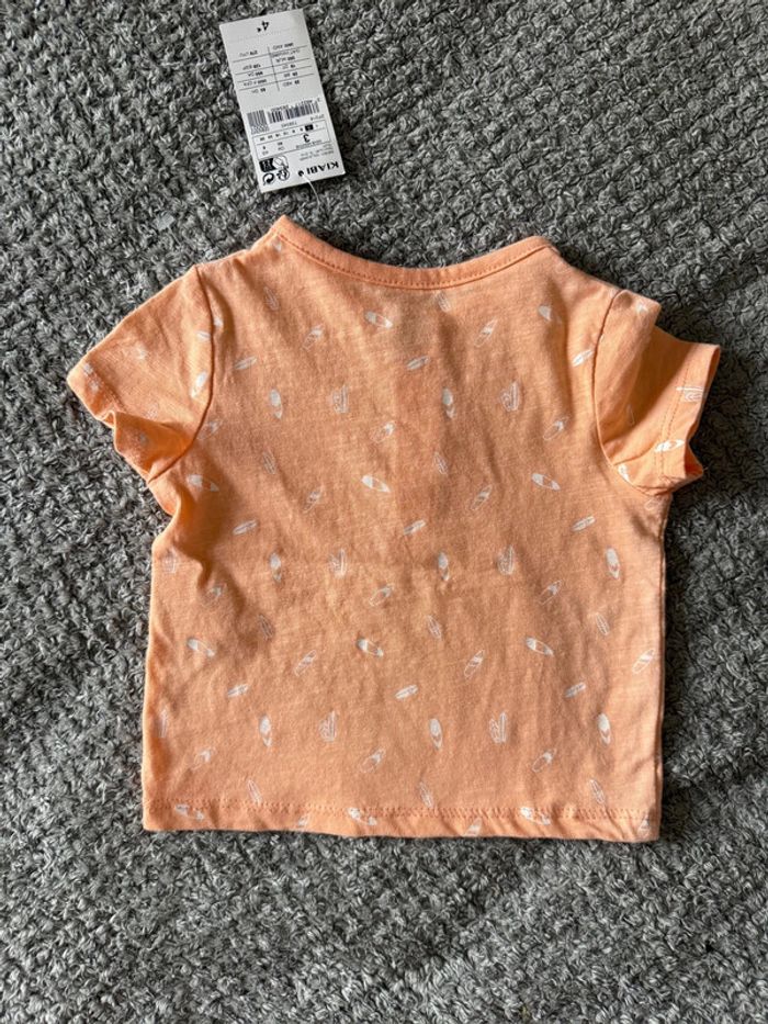 T-shirt manche courte orange imprimer surf (3mois) - photo numéro 2