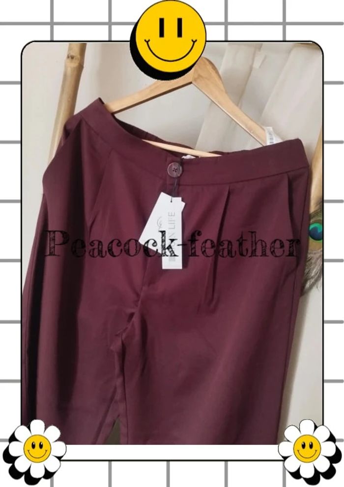 Pantalon large stradivarius bordeaux neuf étiqueté 44 - photo numéro 2