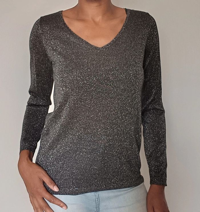 Pull léger noir / argenté Camaïeu T.S - photo numéro 2