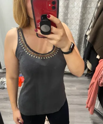 Débardeur bleu foncé gris perles