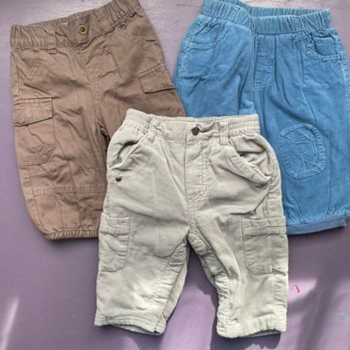 Lot 3 pantalons hiver doublé / velours 6 mois