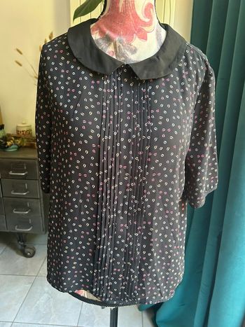 Haut blouse noir fluide col Claudine rose tunique pimkie - taille s