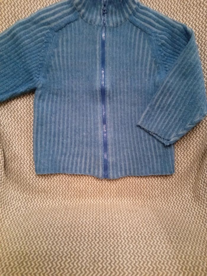 Gilet zippé bleu - T.18 mois - photo numéro 8